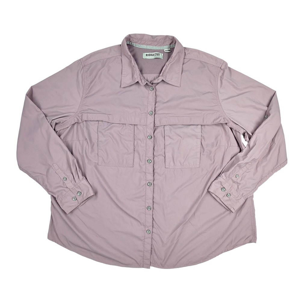 Ridgecut Toughwear Womens 2X Mauve Purple Vented Hiking Shirt Long Sleeve